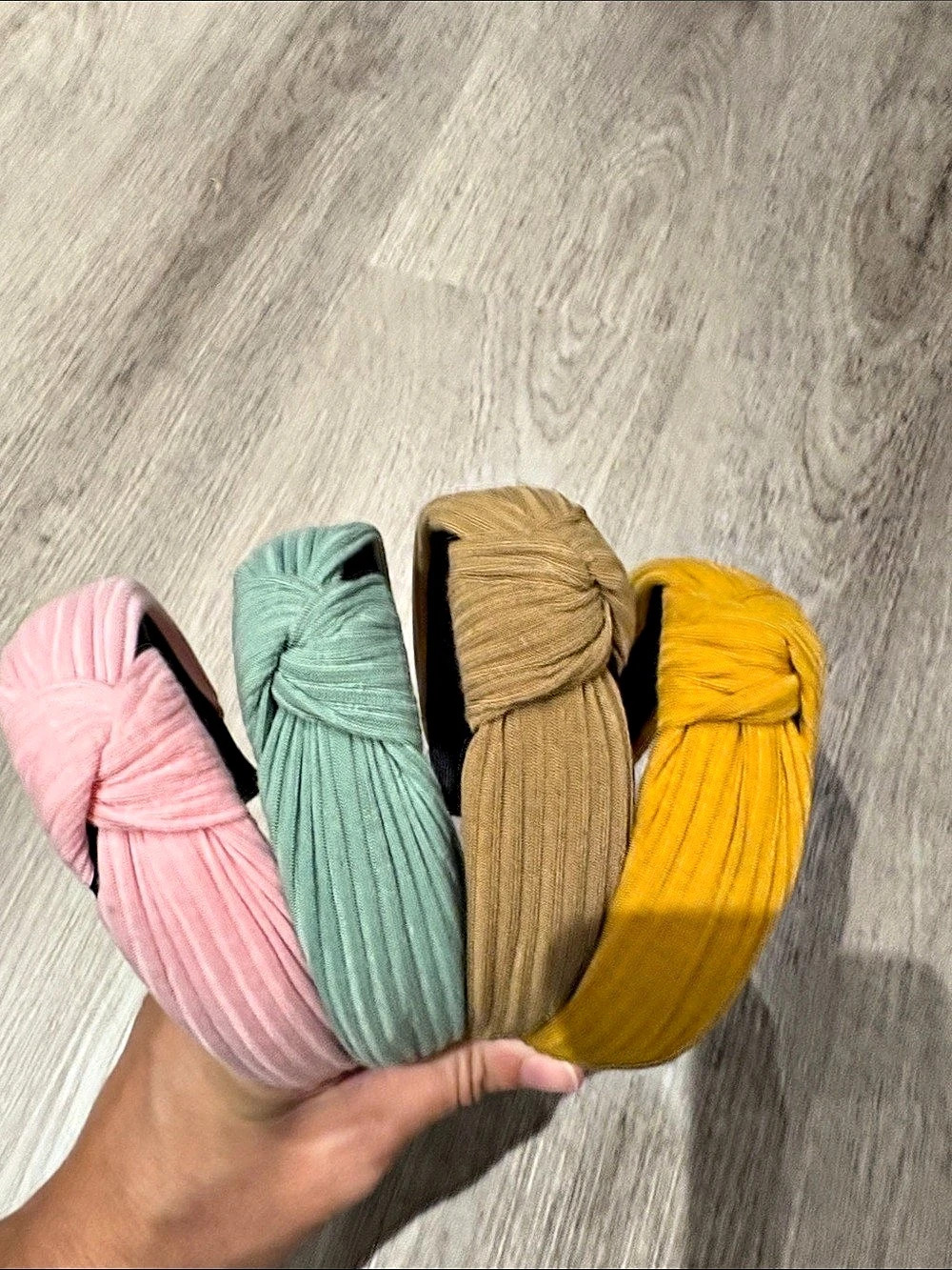 Pleated Knot Headband Set Pink & Green